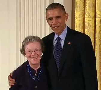 Edith M. Flanigen receives the National Medal of Technology from U.S. President Barack Obama on Nov. 20, 2014