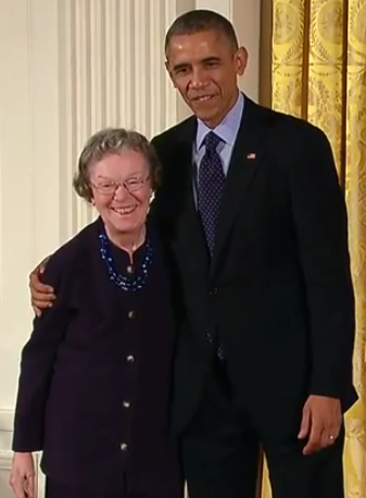 Edith M. Flanigen receives the National Medal of Technology from U.S. President Barack Obama on Nov. 20, 2014