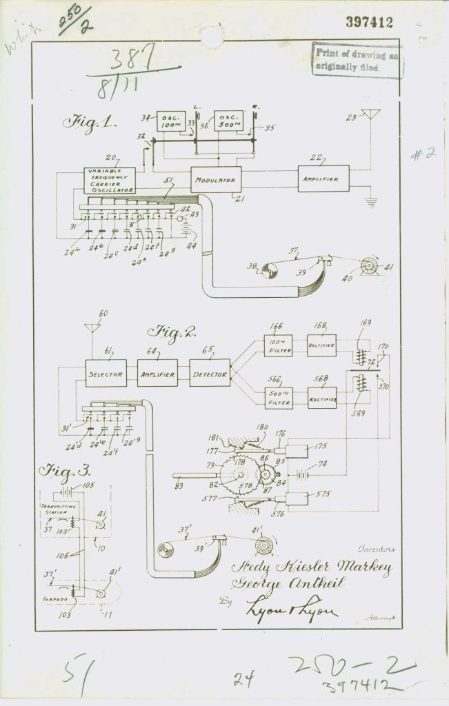 Hedy Lamarr und George Antheil: Patent-Zeichnung