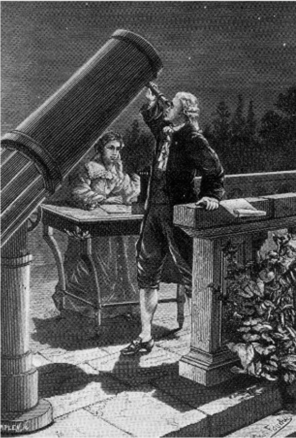 Caroline und Wilhelm Herschel am Tag der Entdeckung des Planeten Uranus