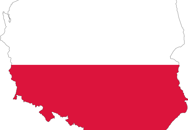 Länderkonturen von Polen in rot und weiß