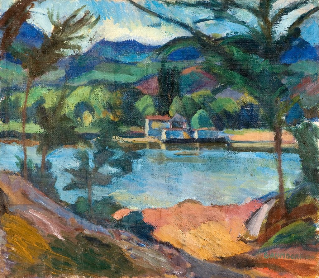Marie Galimberti–Provázková: Landschaft mit Wasseroberfläche, 1909