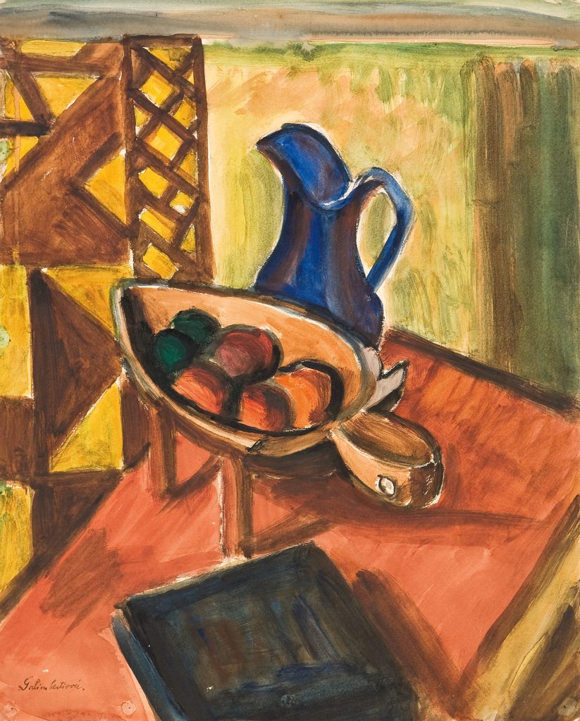 Marie Galimberti–Provázková: Stillleben mit Krug und Früchten (1918)